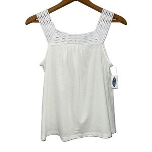 NWT Old Navy White Crochet Lined Tank Top
